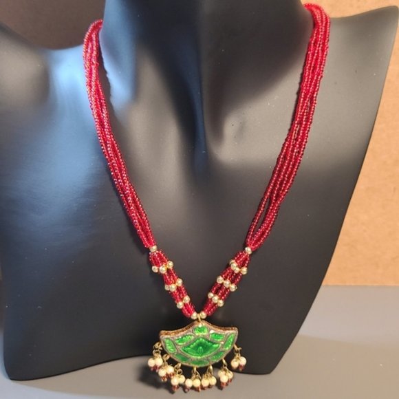 Beaded Indian necklace, double sided - Picture 1 of 3